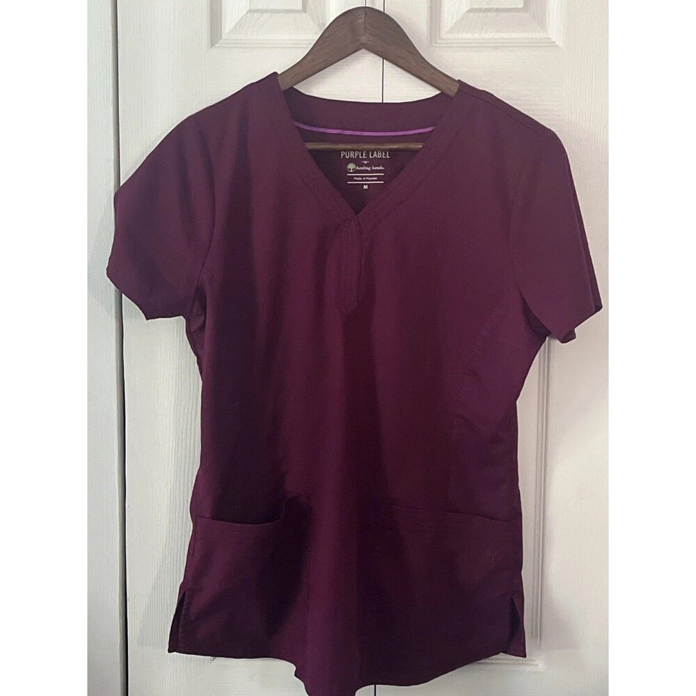 Healing Hands Purple Label Women’s Medium Scrub Top Style 2167 Wine/Burgundy